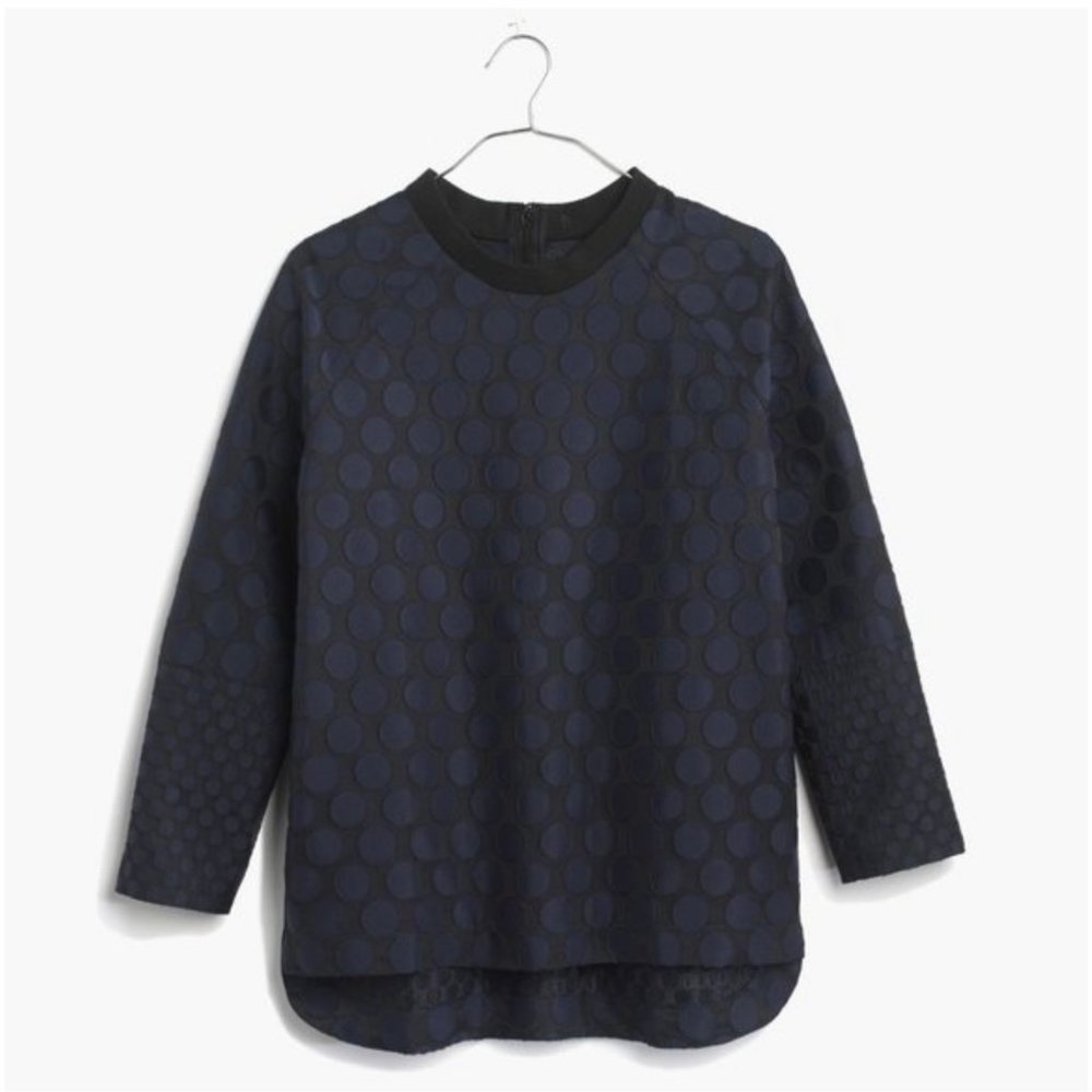 Madewell Emboss Polka Dot Long Sleeve Top Size S